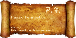 Papik Henrietta névjegykártya